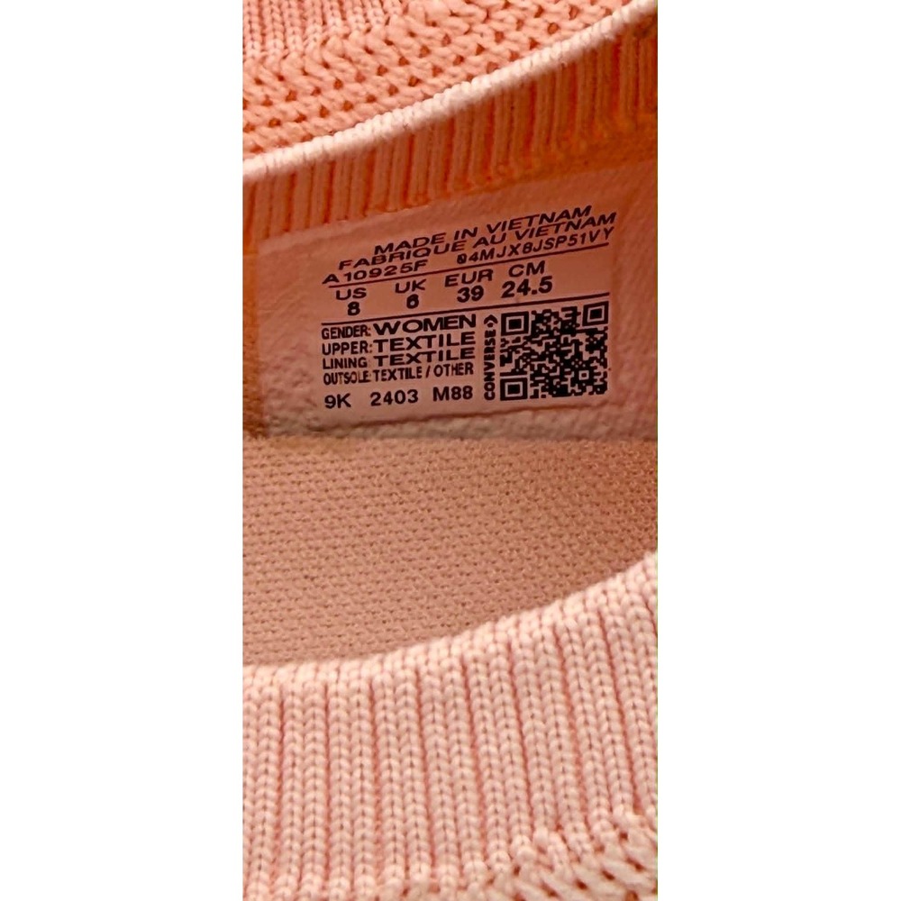 Converse Chuck Taylor All Star Shoreline Knit Peach Pink Slip On Shoes A10925F 8 - Picture 8 of 8